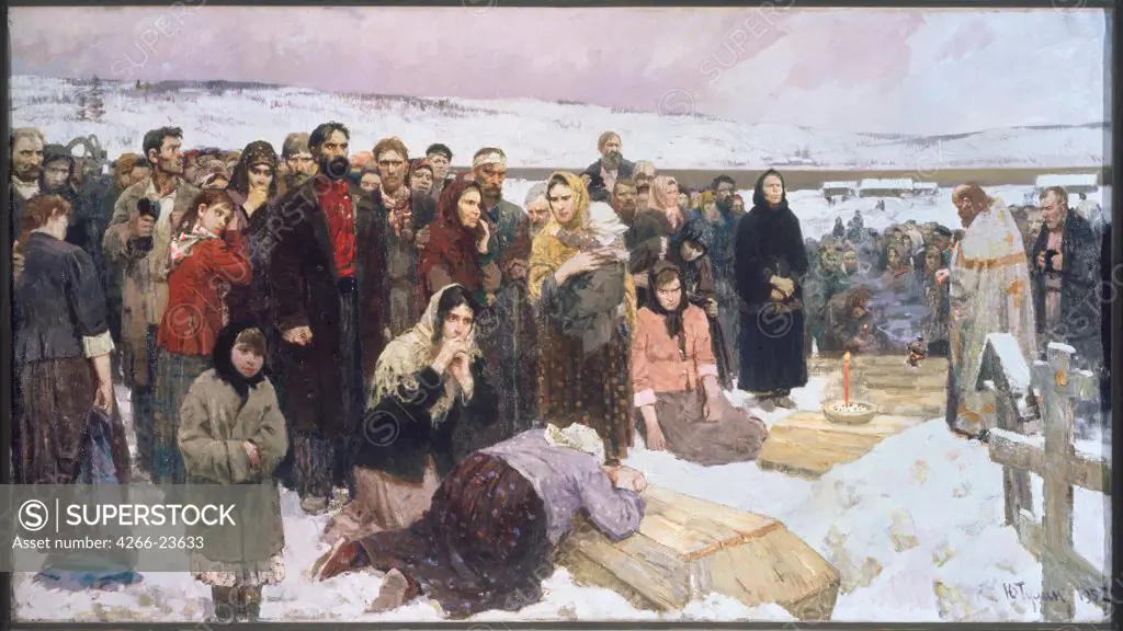 The Lena massacre on 17 April 1912 by Tulin, Yuri Nilovich (1921-1983) State Russian Museum, St. Petersburg 1957 Oil on canvas 206x370 Russia Soviet Art History Painting