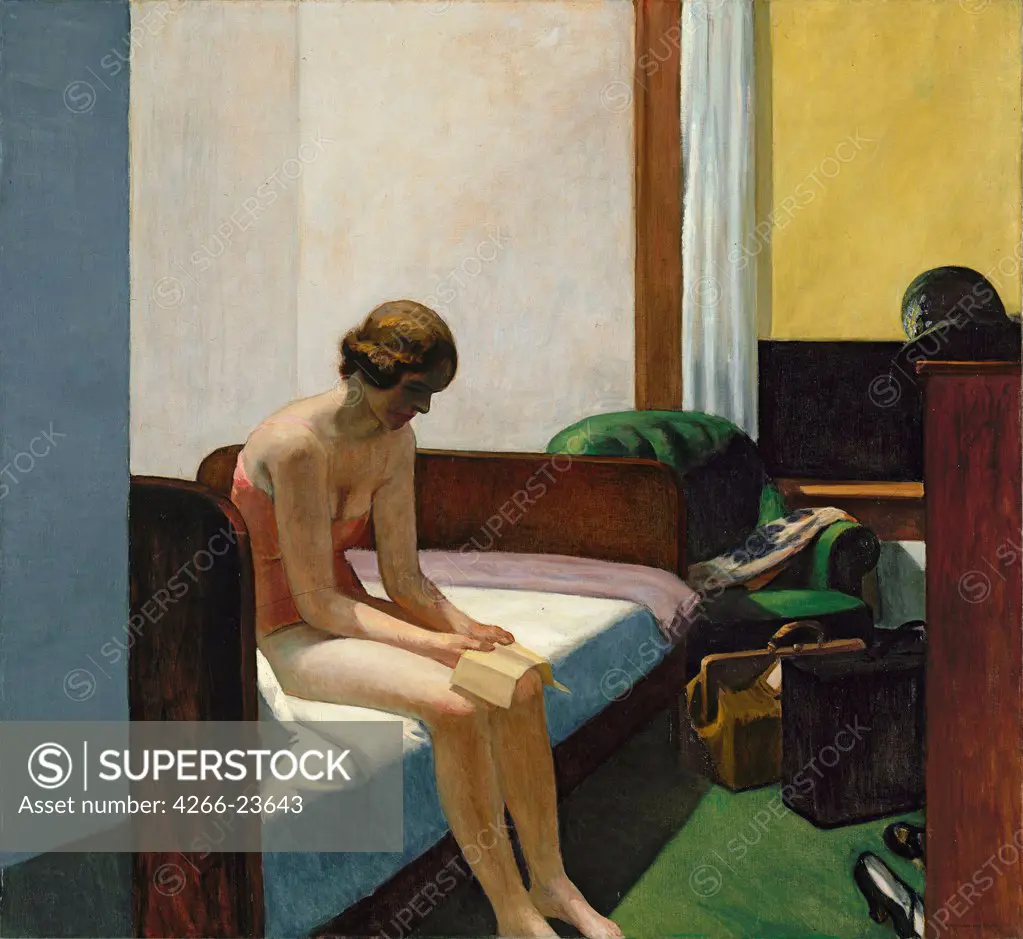 Hotel Room by Hopper, Edward (1882-1967) Thyssen-Bornemisza Collections 1931 Oil on canvas 152,4x166 The United States American scene painting Genre Painting