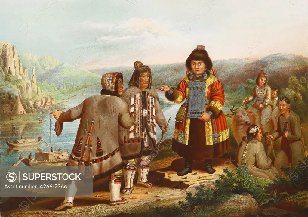 People from Yakuria by Anonymous painter, colour lithograph, 1862, Private Collection