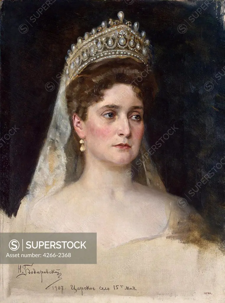 Portrait of Empress Alexandra Fyorodovna by Nikolai Kornilovich Bodarevsky, oil on canvas, 1907, 1850-1921, Russia, St. Petersburg, State Hermitage