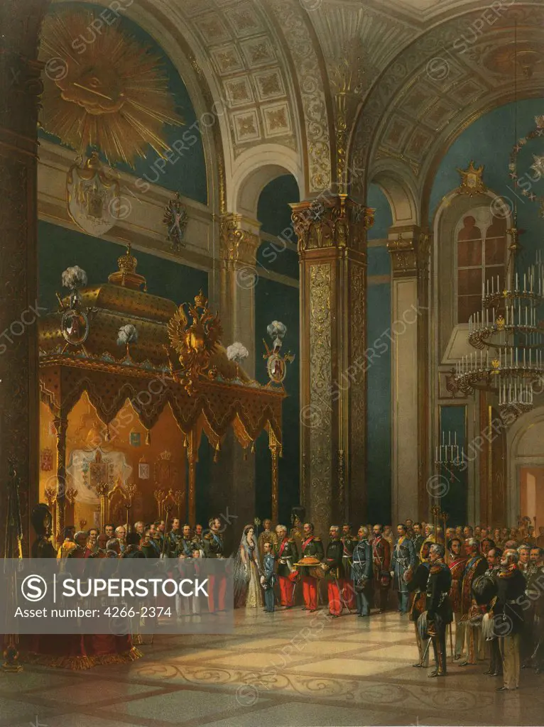 Ceremony by Vasily (George Wilhelm) Timm, color lithograph, 1856, 1820-1895, Russia, Moscow, State History Museum,