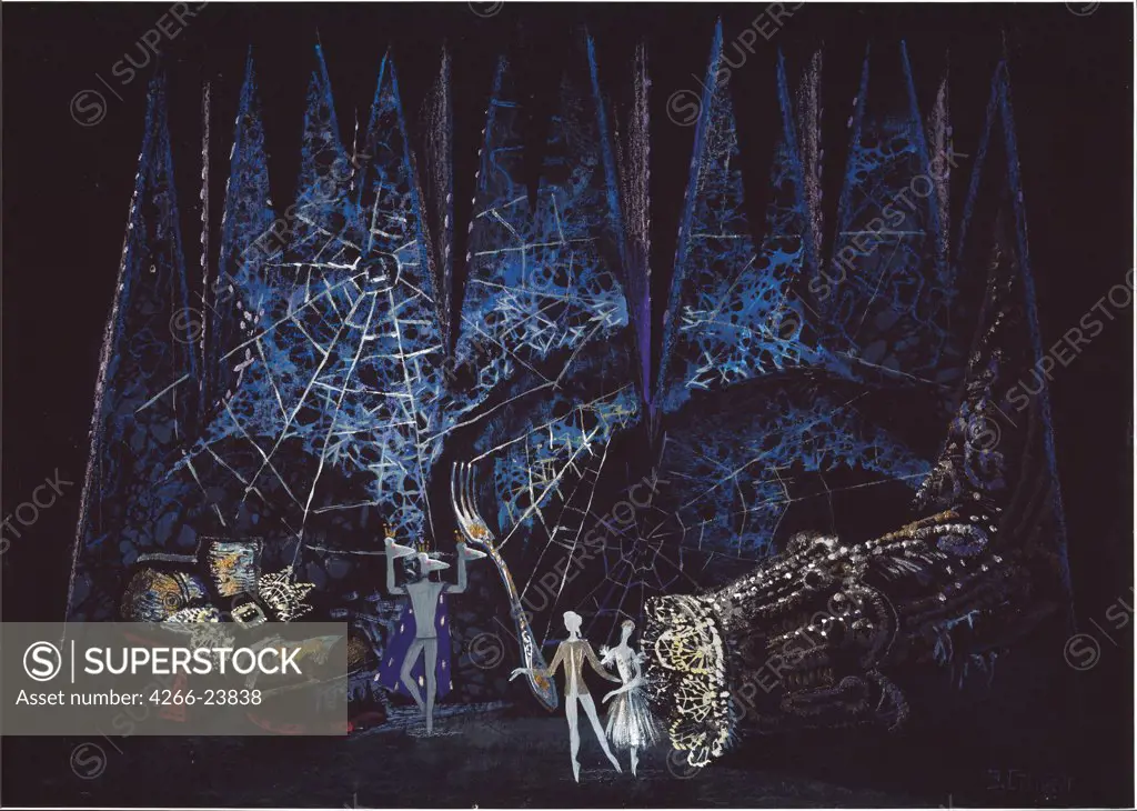 Stage design for the ballet The Nutcracker by P. Tchaykovsky by Stenberg, Enar Georgievich (1929-2002) State P. Tchaikovsky Memorial Museum, Klin 1969 Gouache, oil and Coal on cardboard Russia Theatrical scenic painting Opera, Ballet, Theatre Pain