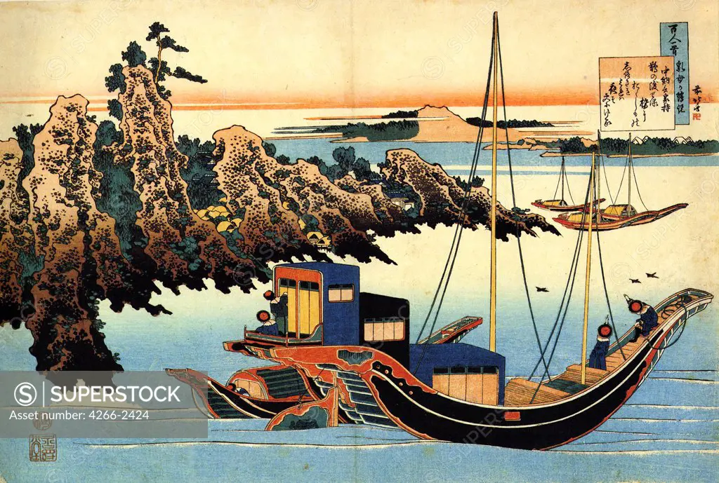 Boats by Katsushika Hokusai, color woodcut, circa 1830, 1760-1849, Russia, St. Petersburg, State Hermitage,
