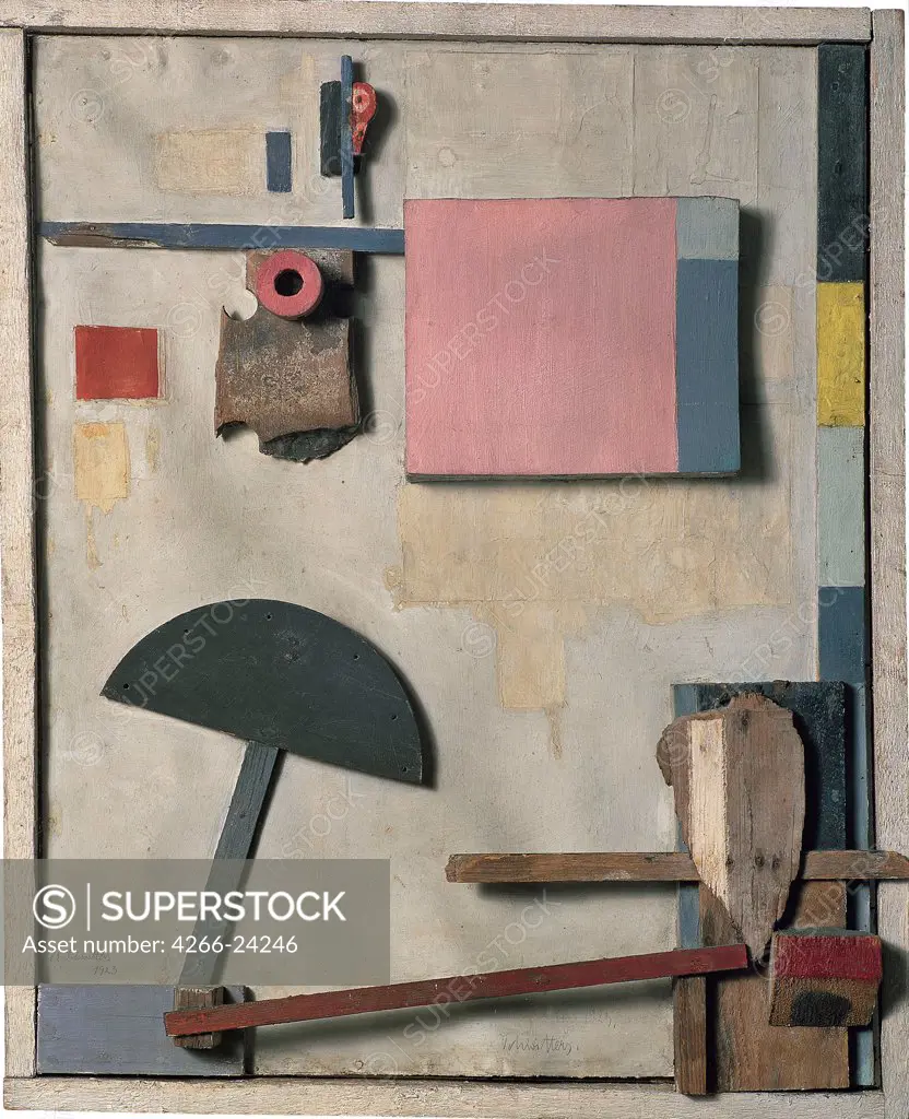 Merzbild Kijkduin by Schwitters, Kurt (1887-1948) Thyssen-Bornemisza Collections 1923 Oil and collage on canvas 74,3x60,3 Germany Dadaism Abstract Art Painting