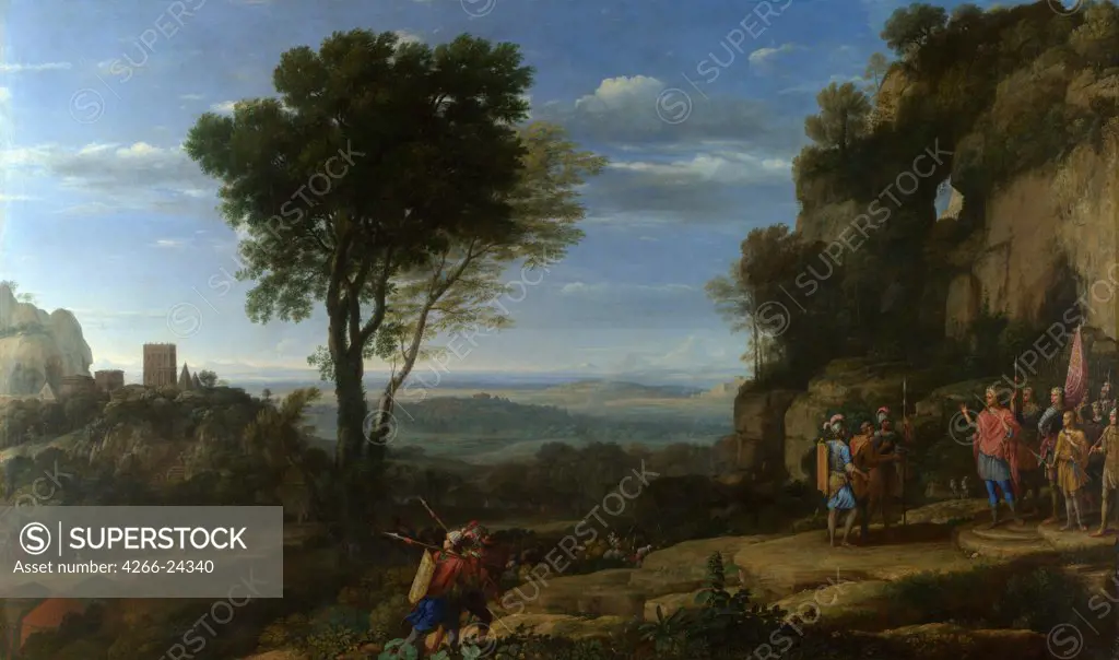 Landscape with David at the Cave of Adullam by Lorrain, Claude (1600-1682) National Gallery, London 1658 Oil on canvas 111,4x187 France Baroque Landscape,Bible Painting