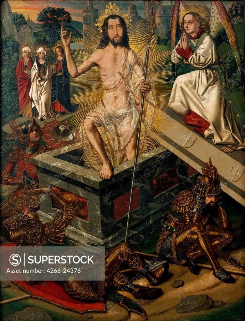 The Resurrection by Bermejo, Bartolome (ca 1440-ca 1498) Museu Nacional d'Art de Catalunya, Barcelona ca 1475 Oil on wood 90x69 Spain Gothic Bible Painting