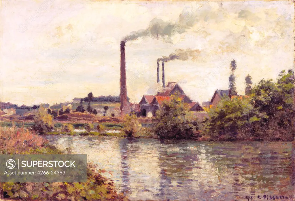 The Factory at Pontoise by Pissarro, Camille (1830-1903) Israel Museum, Jerusalem 1873 Oil on canvas 38x55 France Impressionism Landscape Painting