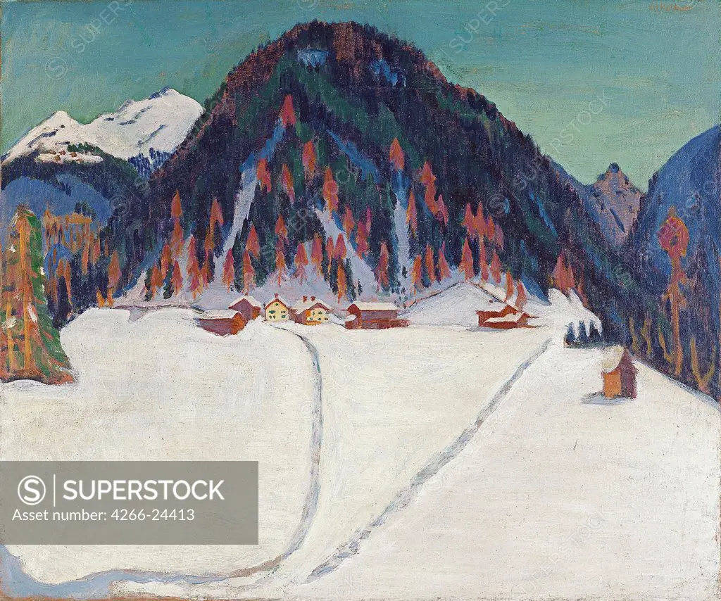 The Junkerboden under Snow by Kirchner, Ernst Ludwig (1880-1938) Thyssen-Bornemisza Collections ca 1936-1938 Oil on canvas 100x120 Germany Expressionism Landscape Painting