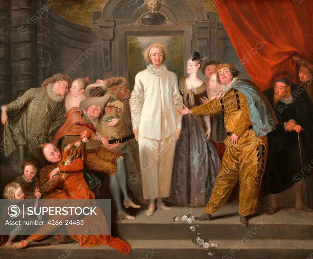 The Italian Comedians by Watteau, Jean Antoine (1684-1721) National Gallery of Art, Washington ca 1720 Oil on canvas 63,8x76,2 France Rococo Opera, Ballet, Theatre,Genre Painting