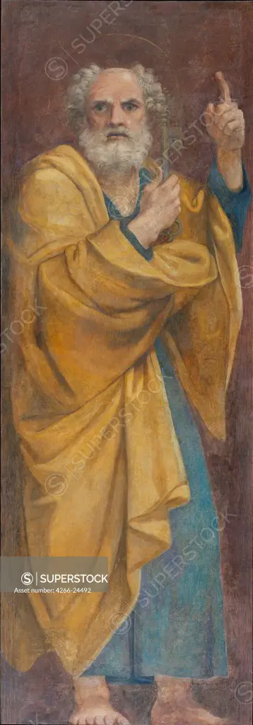 Saint Peter by Carracci, Annibale (1560-1609) Museu Nacional d'Art de Catalunya, Barcelona 1604-1607 Fresco 235x82,5 Italy, Bolognese School Baroque Bible Painting