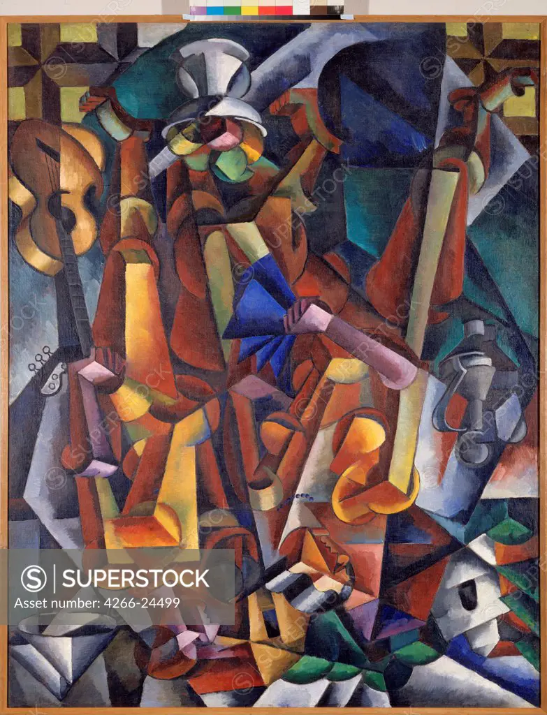 Composition with figures by Popova, Lyubov Sergeyevna (1889-1924) State Tretyakov Gallery, Moscow 1913 Oil on canvas 160x124,3 Russia Cubism Abstract Art Painting