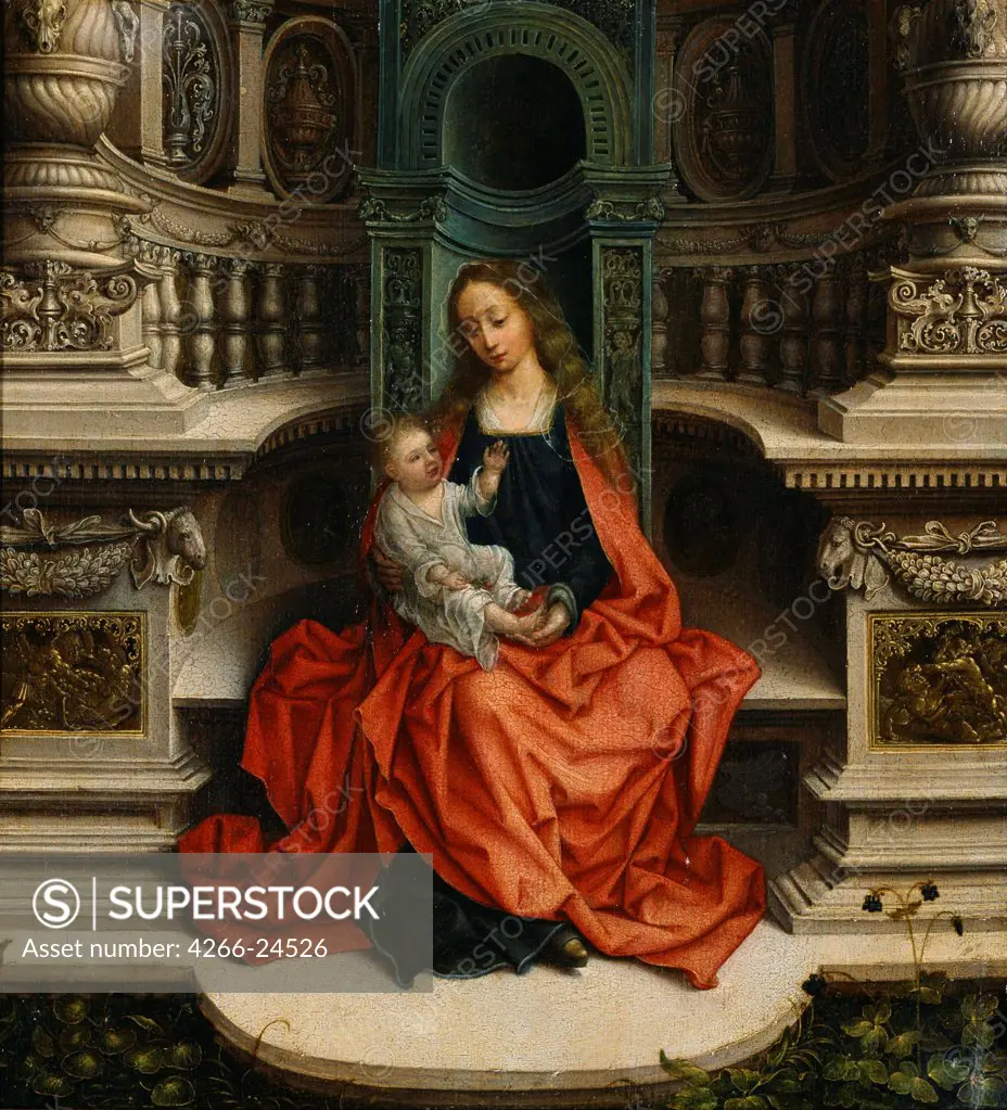 The Madonna and Child Enthroned by Isenbrant, Adriaen (1490-1551) National Museum of Western Art, Tokyo 16th century Oil on wood 35x35,1 The Netherlands Early Netherlandish Art Bible Painting
