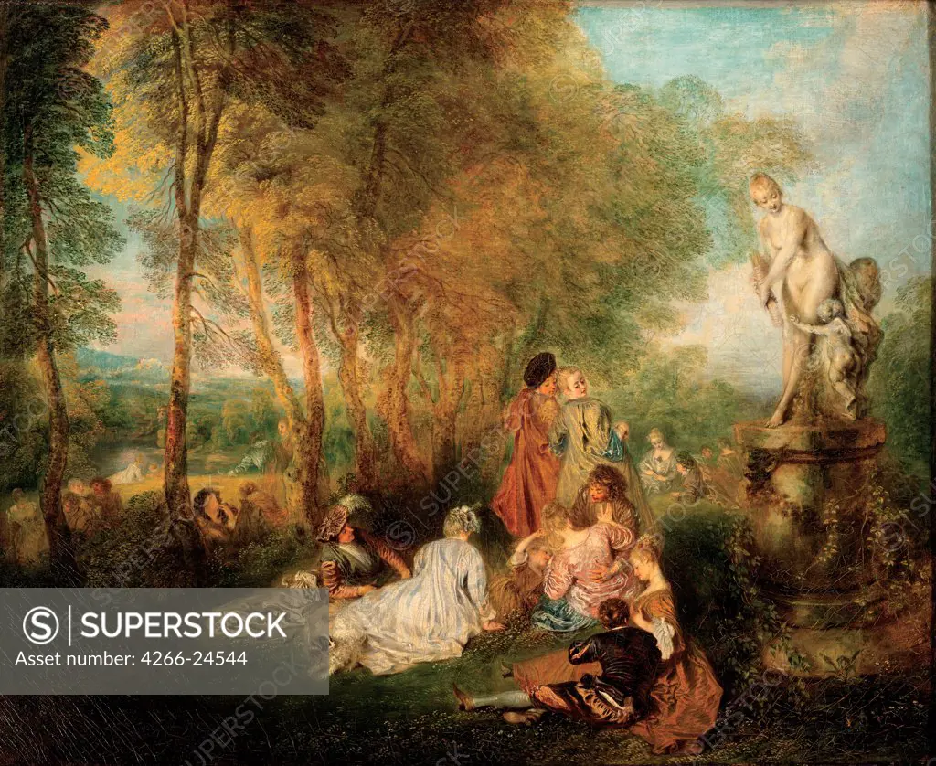 The Feast of Love by Watteau, Jean Antoine (1684-1721) State Art Gallery, Dresden ca. 1718-1719 Oil on canvas 61x75 France Rococo Genre Painting