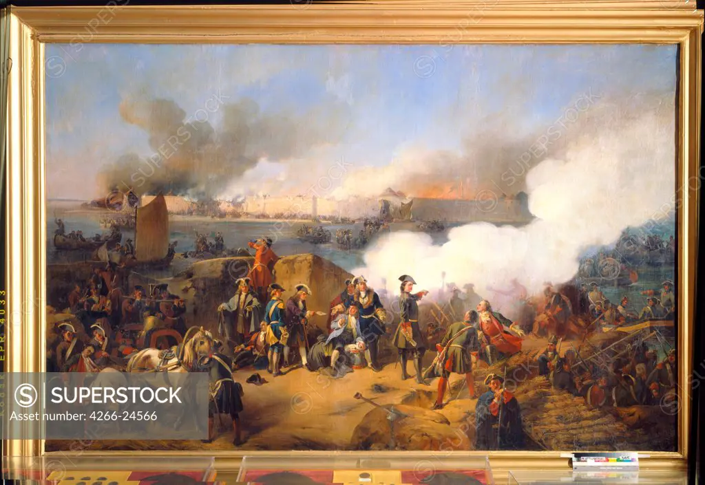 Taking of the Swedish Noteburg Fortress by Russian Troops on October 11, 1702 by Kotzebue, Alexander von (1815-1889) State Central Artillery Museum, St. Petersburg 1846 Oil on canvas 227x347 Russia Russian Painting of 19th cen. History Painting