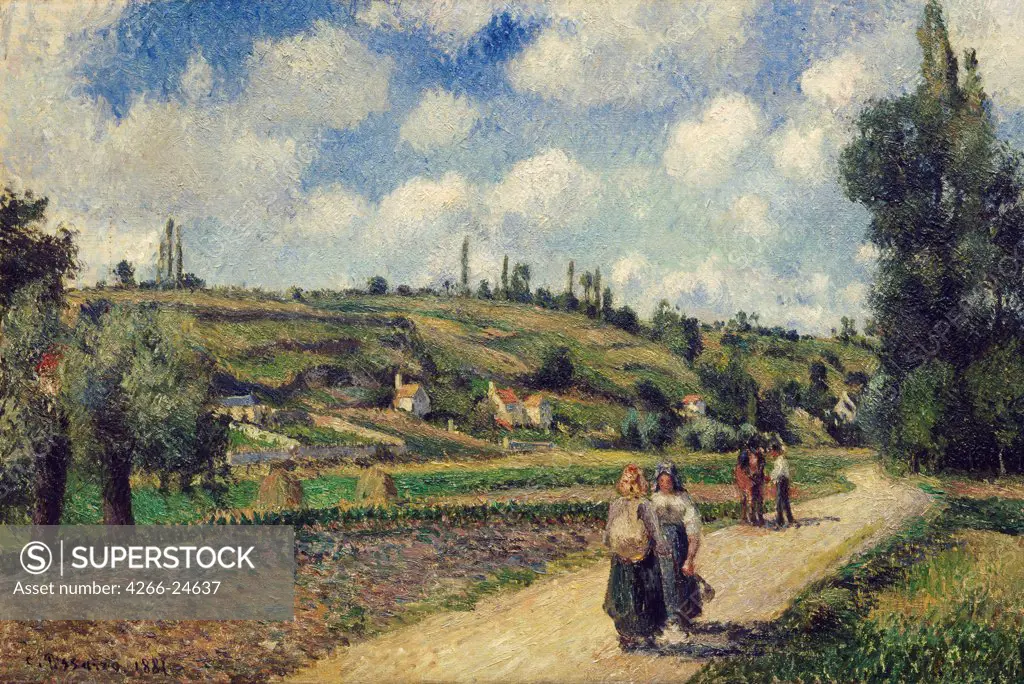 Landscape near Pontoise, the Auvers Road by Pissarro, Camille (1830-1903) Israel Museum, Jerusalem 1881 Oil on canvas 56x92 France Impressionism Landscape Painting