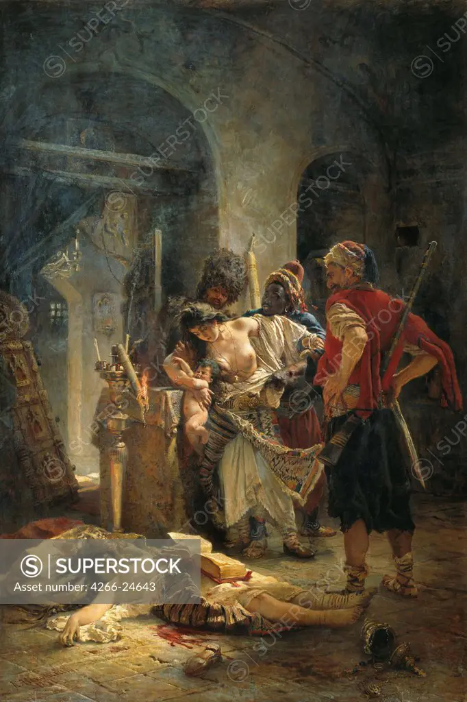 The Bulgarian Martyresses by Makovsky, Konstantin Yegorovich (1839-1915) National Art Museum of Belorussian Republik, Minsk 1877 Oil on canvas 207x141 Russia Russian Painting of 19th cen. Genre,History Painting