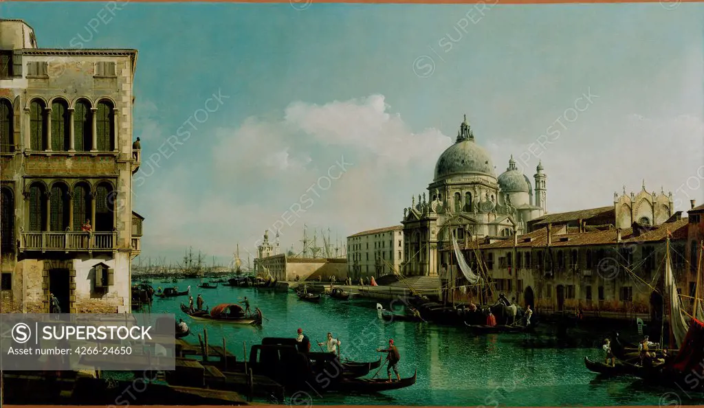 View of the Grand Canal and the Punta della Dogana by Bellotto, Bernardo (1720-1780) J. Paul Getty Museum, Los Angeles ca 1743 Oil on canvas 139x236,9 Italy, Venetian School Rococo Landscape Painting
