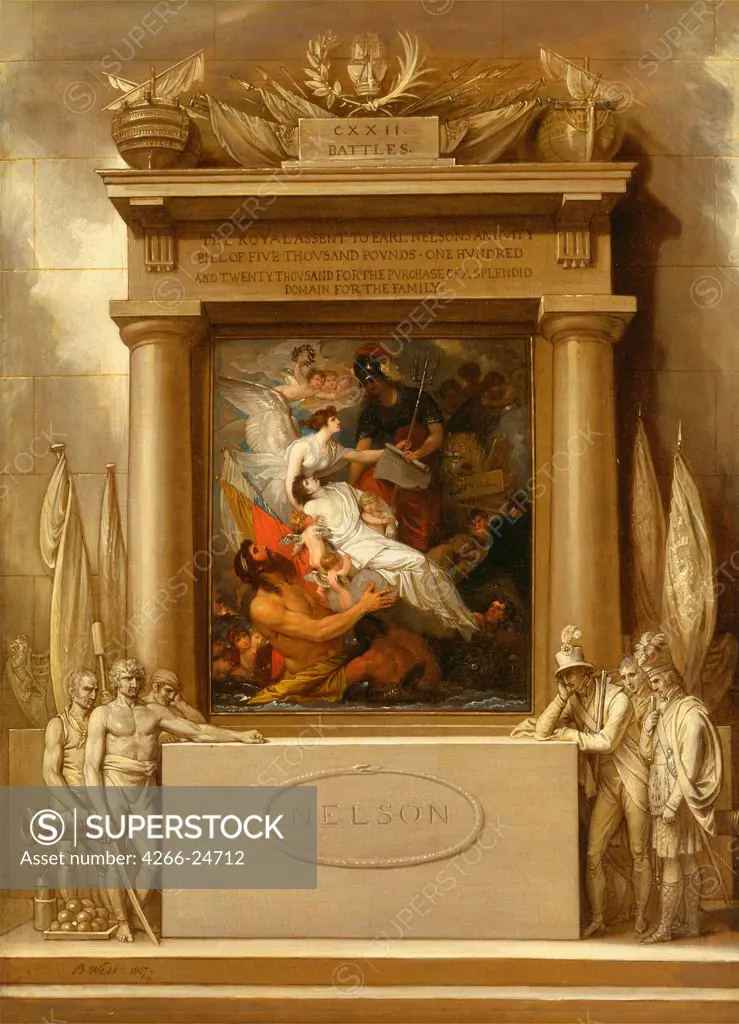 The Apotheosis of Nelson by West, Benjamin (1738-1820) Yale University Art Gallery 1807 Oil on canvas 100,3x73,7 The United States Classicism Mythology, Allegory and Literature,History Painting