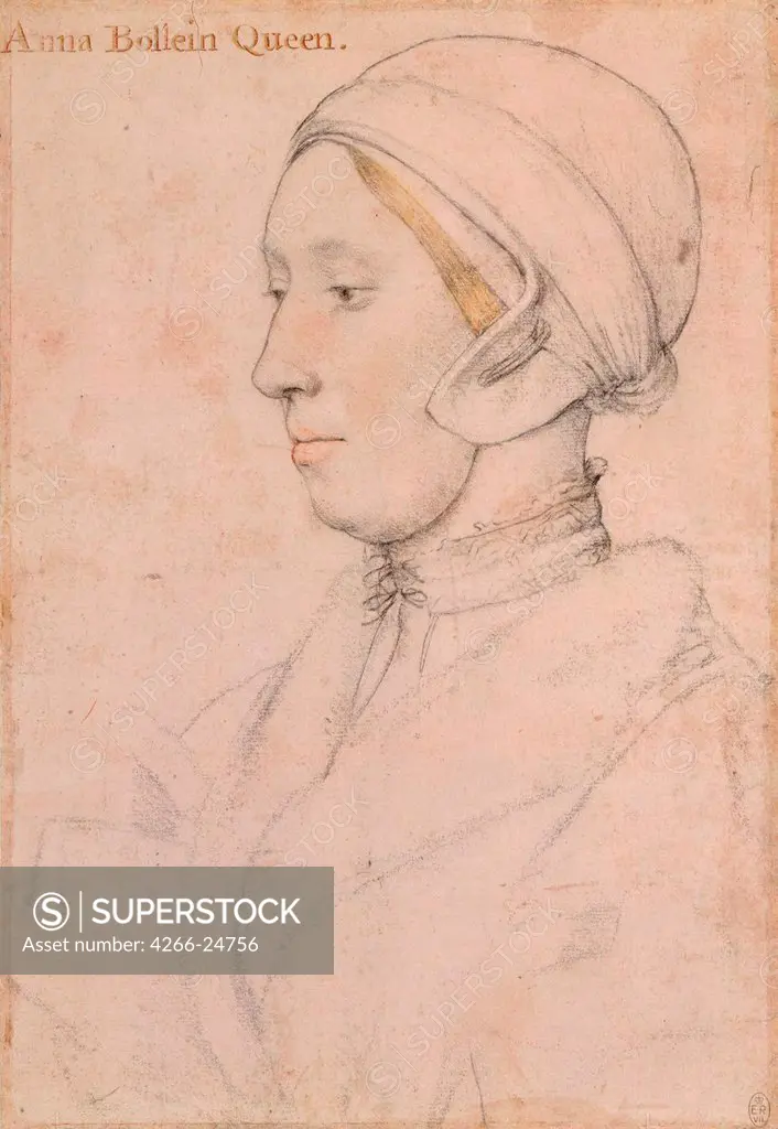 Unknown Lady (Anne Boleyn) by Holbein, Hans, the Younger (1497-1543) Royal Collection, London 1536 Pencil, watercolour on paper Germany Renaissance Portrait Graphic arts