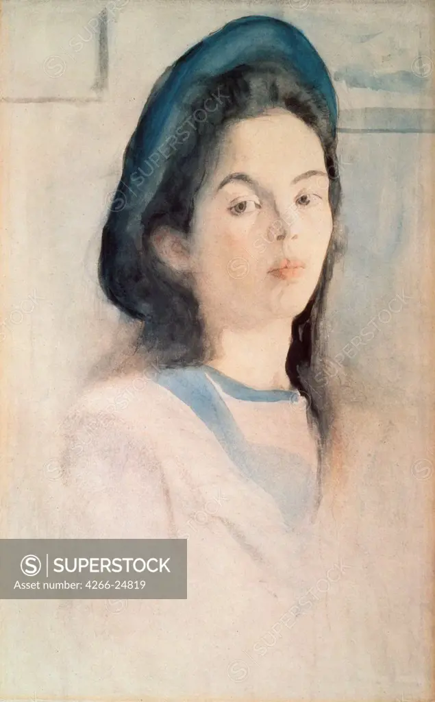 Female portrait by Serov, Valentin Alexandrovich (1865-1911) State Tretyakov Gallery, Moscow 1908 Watercolour on paper Russia Russian Painting, End of 19th - Early 20th cen. Portrait Painting