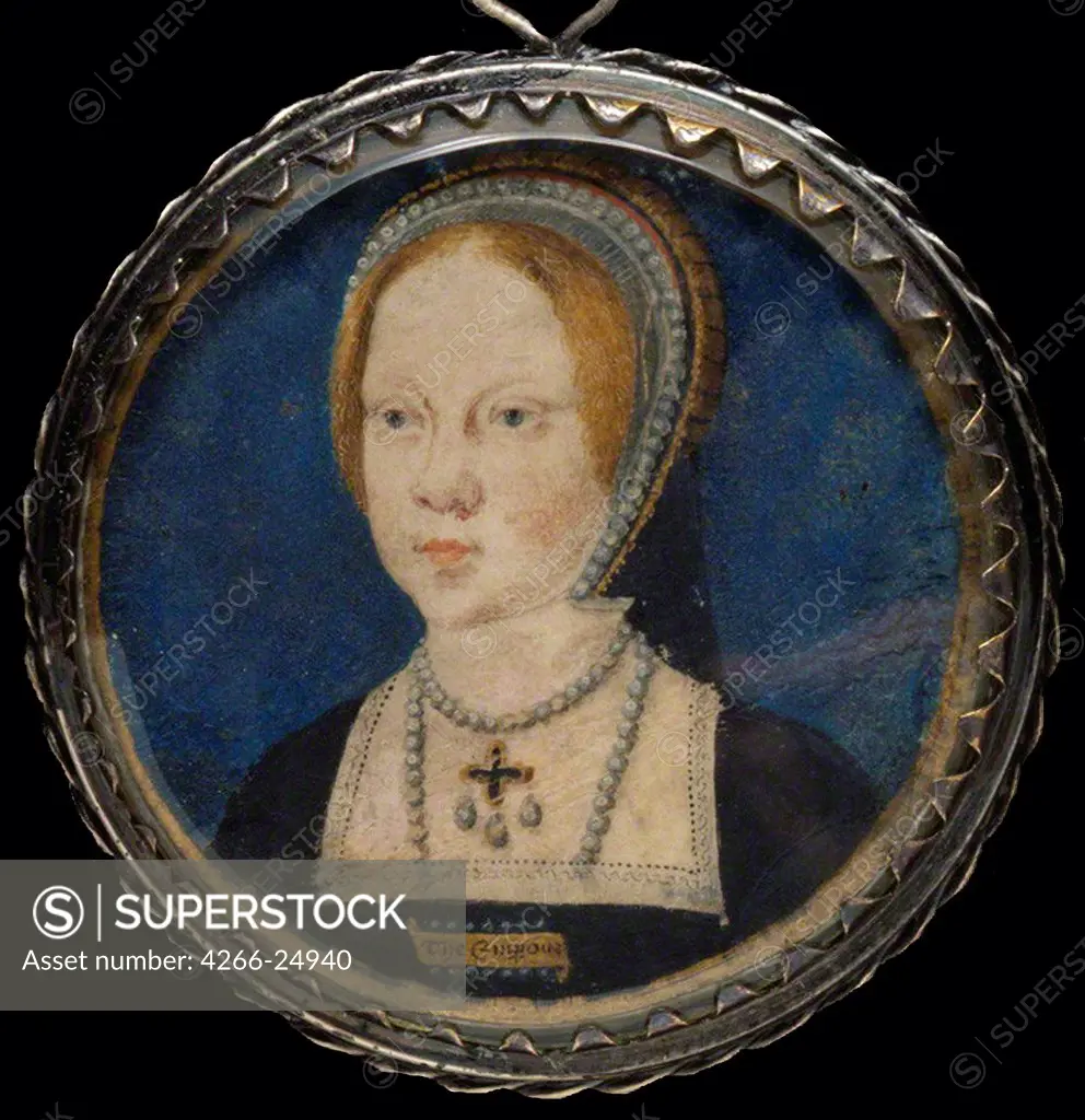 Portrait of Mary I of England by Horenbout (Hornebolte), Lucas (1490/95-1544) Private Collection ca 1521-1525 Watercolour on paper D 3,5 The Netherlands Early Netherlandish Art Portrait Painting
