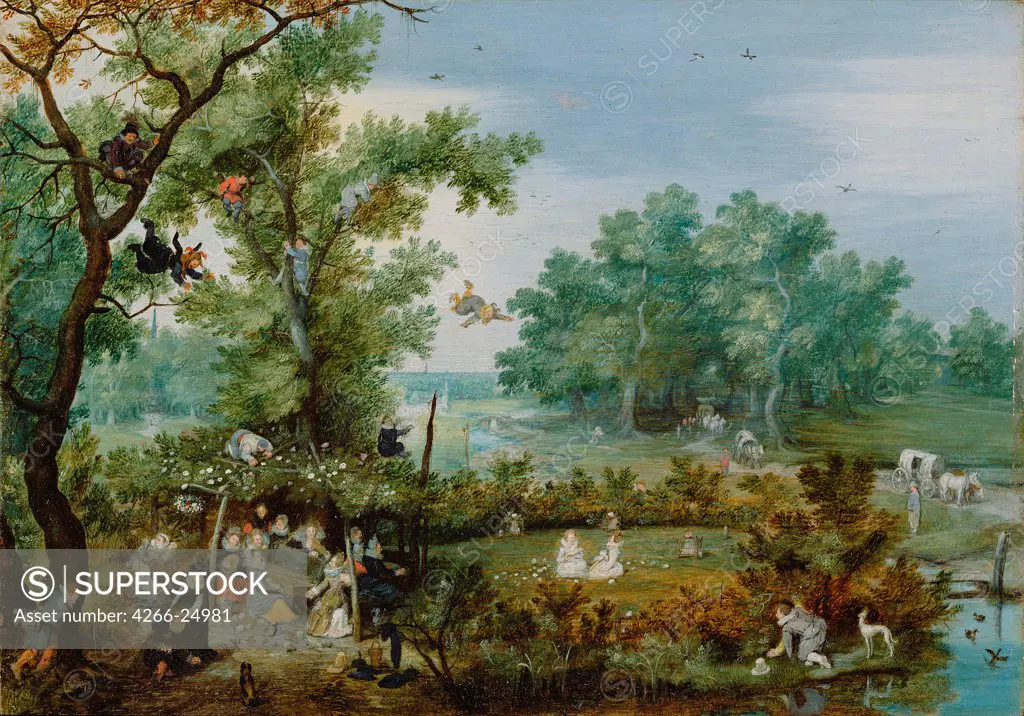 A Merry Company in an Arbor by Venne, Adriaen Pietersz. van de (1589-1662) J. Paul Getty Museum, Los Angeles 1615 Oil on wood 16,4x23 Holland Baroque Landscape,Genre Painting