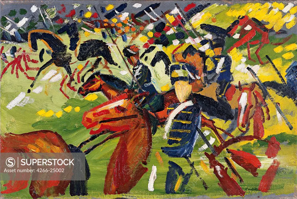 Hussars on a Sortie by Macke, August (1887-1914) Thyssen-Bornemisza Collections 1913 Oil on canvas 37,5x56,1 Germany Expressionism Genre Painting