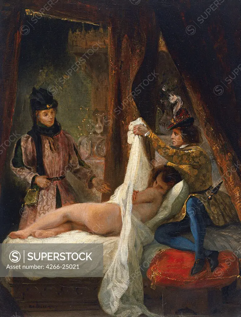 The Duke of Orleans showing his Lover by Delacroix, Eugene (1798-1863) Thyssen-Bornemisza Collections c. 1826 Oil on canvas 35x25,5 France Romanticism Genre Painting