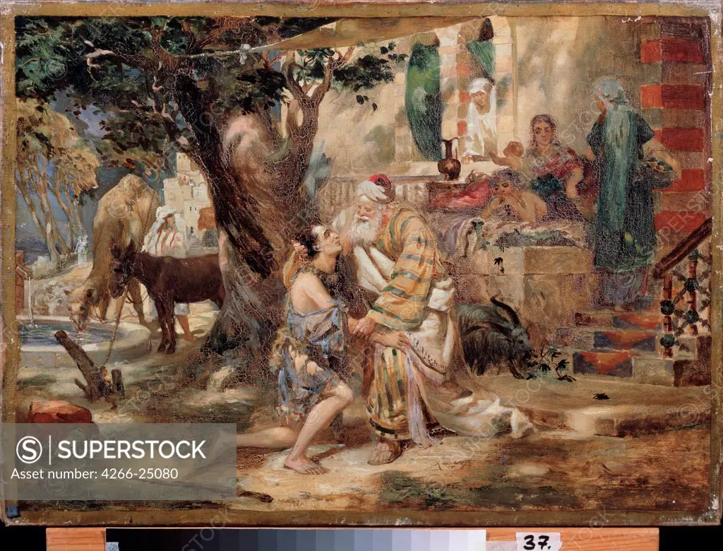 Return of the Prodigal Son by Siemiradzki, Henryk (1843-1902) M. Kroshitsky Art Museum, Sevastopol Oil on canvas 48x67 Poland Academic art Bible Painting