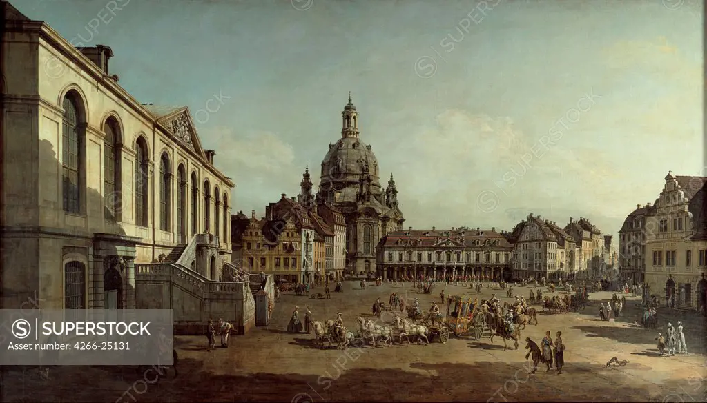 View of the Neumarkt in Dresden from the Judenhofe by Bellotto, Bernardo (1720-1780) State Art Gallery, Dresden 1749 Oil on canvas 136x236 Italy, Venetian School Rococo Landscape Painting
