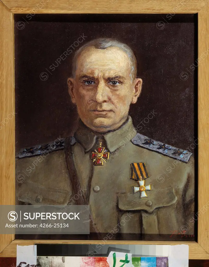 Portrait of the Supreme Ruler of the White Army in Siberia Admiral Alexander Kolchak (1874-1920) by Pen, Sergei Varlenovich (*1952) State Central Navy Museum, St. Petersburg Oil on canvas 35x28 Russia Modern Portrait Painting