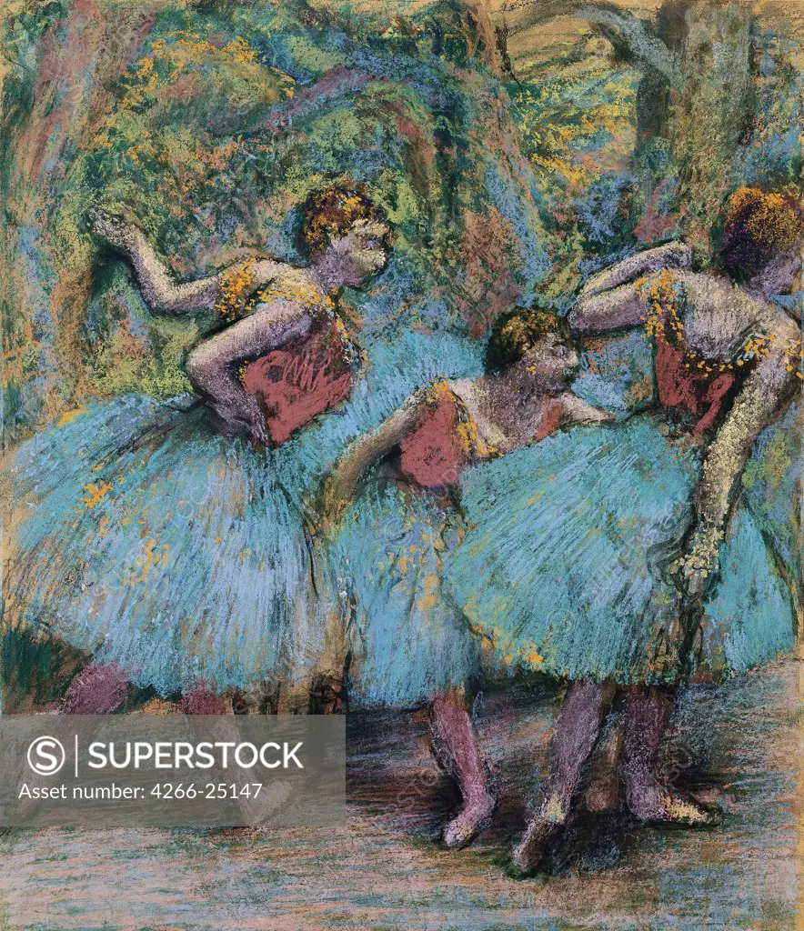Three Dancers (Trois danseuses) by Degas, Edgar (1834-1917) Private Collection c. 1903 Pastel on cardboard 94x81 France Impressionism Genre Painting