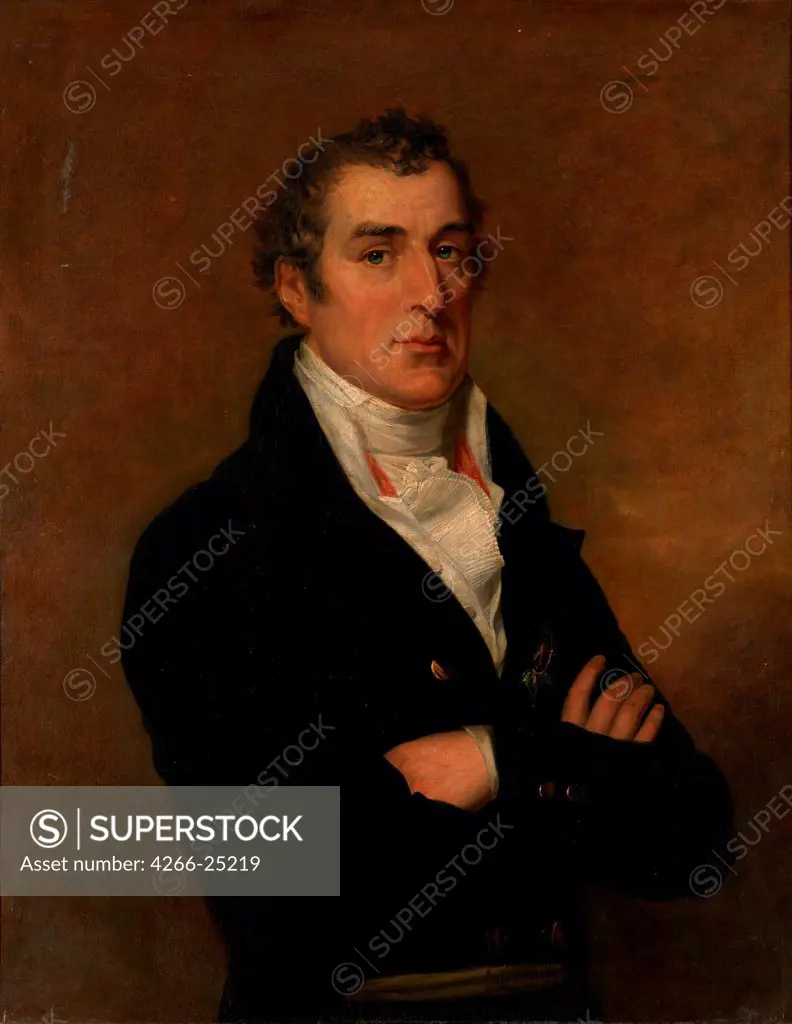 Portrait of Arthur Wellesley (1769-1852), 1st Duke of Wellington by Dawe, George (1781-1829) Private Collection Oil on canvas 89,5x71 Great Britain Classicism Portrait Painting