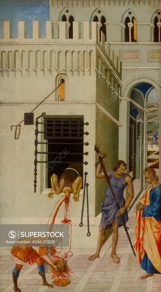 The Beheading of Saint John the Baptist by Giovanni di Paolo (ca 1403-1482) Art Institute of Chicago 1455-1460 Tempera on panel 68,6x39,1 Italy, School of Siena Renaissance Bible Painting