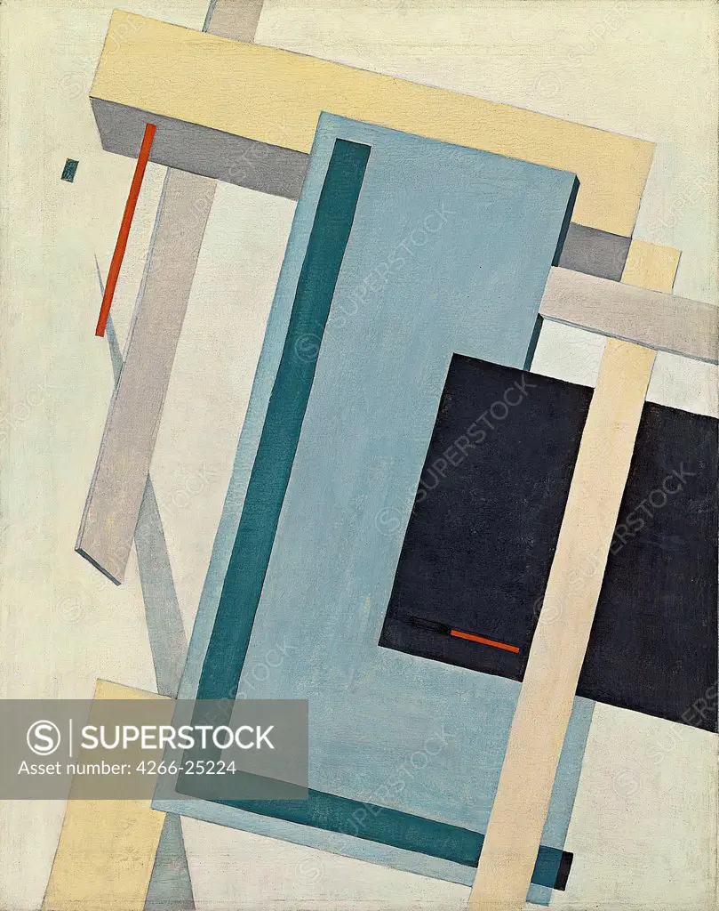 Proun 4 B by Lissitzky, El (1890-1941) Thyssen-Bornemisza Collections 1919-1920 Oil on canvas 70x55,5 Russia Russian avant-garde Abstract Art Painting