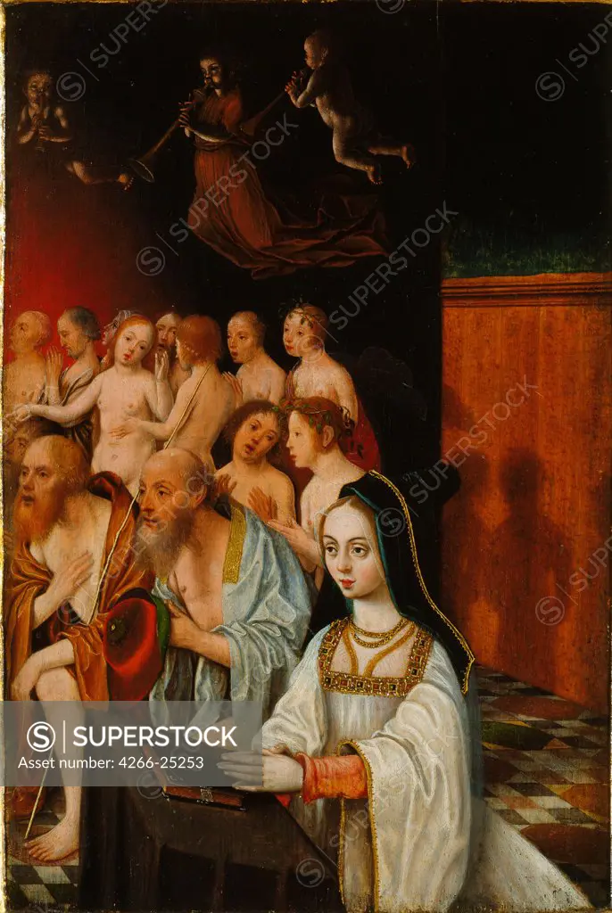 The Souls of the Just and Donor by Mostaert, Jan (1472/73-1555/56) Thyssen-Bornemisza Collections c. 1520 Oil on wood 24x16 The Netherlands Early Netherlandish Art Bible Painting