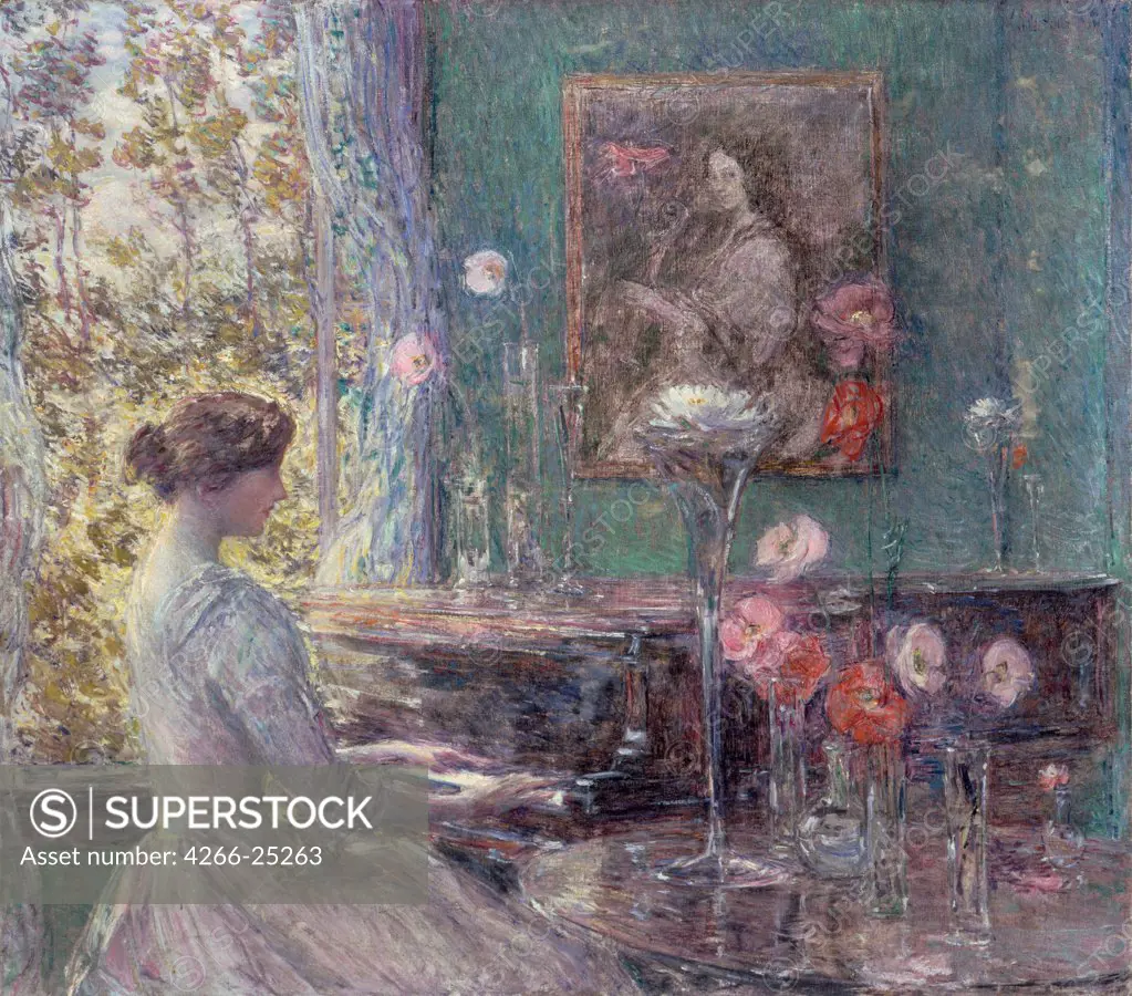 Improvisation by Hassam, Childe (1859-1935) Smithsonian National Museum 1899 Oil on canvas 76,2x86 The United States Impressionism Genre Painting