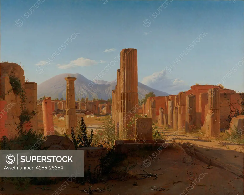 The Forum at Pompeii with Vesuvius in the Background by Kobke, Christen Schiellerup (1810-1848) J. Paul Getty Museum, Los Angeles 1841 Oil on canvas 70,8x87,9 Denmark Romanticism Landscape Painting