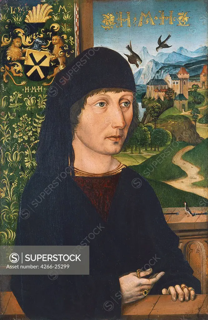 Portrait of Levinus Memminger by Wolgemut, Michael (1434-1519) Thyssen-Bornemisza Collections ca 1485 Oil on wood 33,7x22,9 Germany Renaissance Portrait Painting