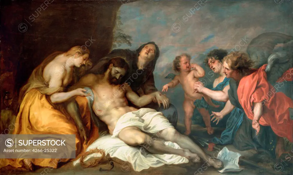 The Lamentation over Christ by Dyck, Sir Anthonis, van (1599-1641) Museo de Bellas Artes de Bilbao ca 1637-1640 Oil on canvas 156,5x257 Flanders Baroque Bible Painting
