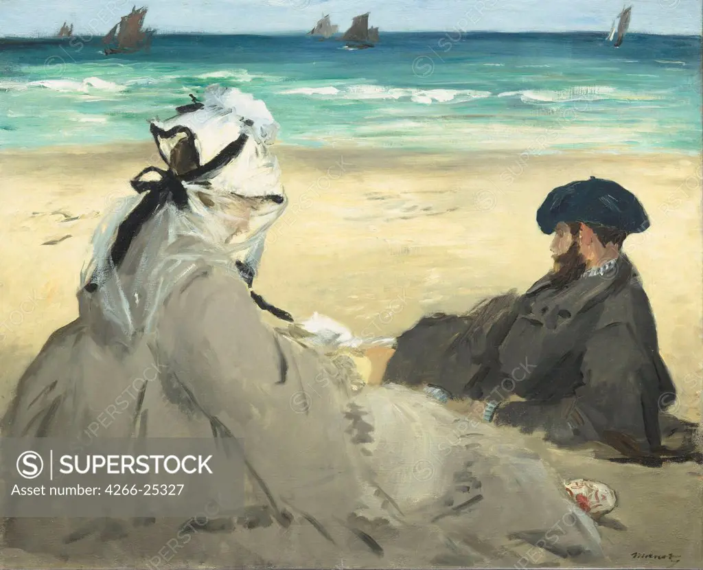 On the Beach by Manet, Edouard (1832-1883) Musee d'Orsay, Paris 1873 Oil on canvas 73x95 France Impressionism Landscape,Genre Painting