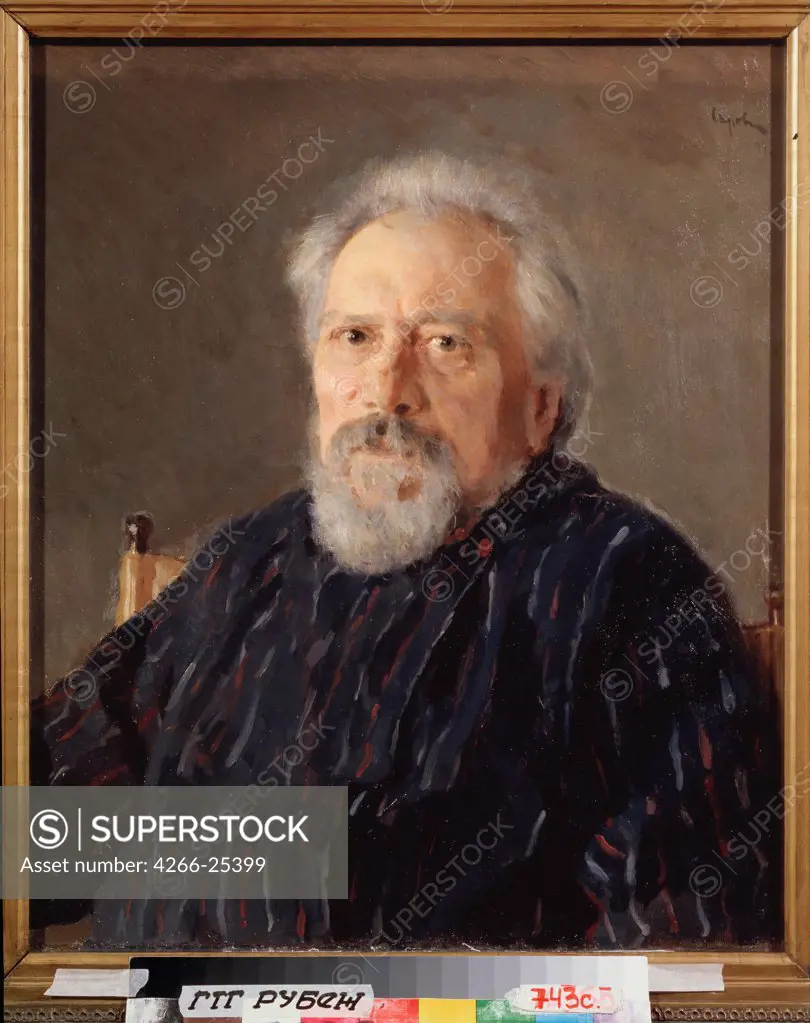 Portrait of the author Nikolai Leskov (1831-1895) by Serov, Valentin Alexandrovich (1865-1911) State Tretyakov Gallery, Moscow Oil on canvas 64x53 Russia Russian Painting, End of 19th - Early 20th cen. Portrait Painting