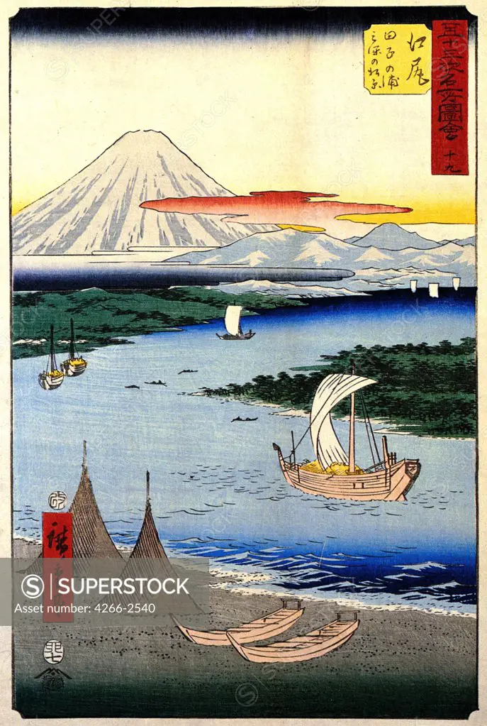 Mount Fuji by Utagawa Hiroshige, Colour woodcut, 1852, 1797-1858, Russia, St. Petersburg, State Hermitage
