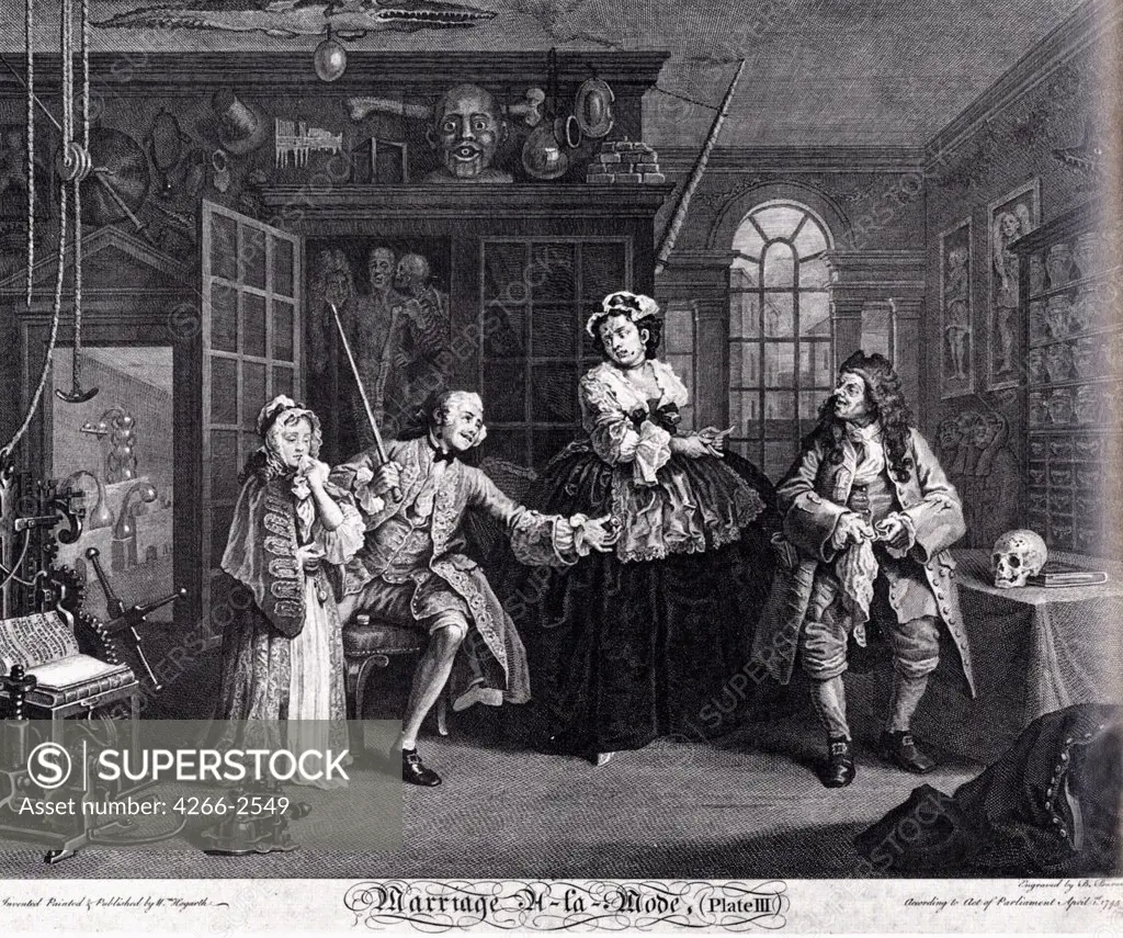 Engaged to be married by William Hogarth, Copper engraving, 1745, 1697-1764, Private Collection