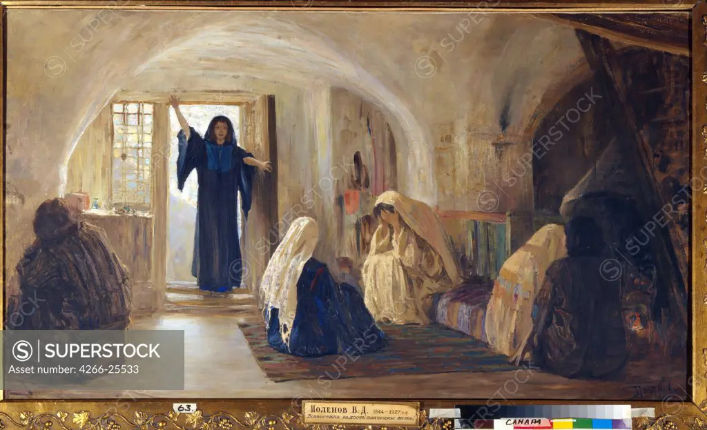 Ushered in a tearful joy by Polenov, Vasili Dmitrievich (1844-1927) State Art Museum, Samara 1899-1905 Oil on canvas 80x141 Russia Russian Painting, End of 19th - Early 20th cen. Bible Painting