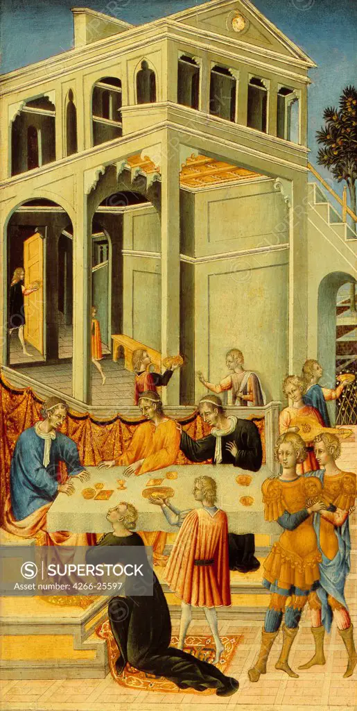 Salome Asking Herod for the Head of Saint John the Baptist by Giovanni di Paolo (ca 1403-1482) Art Institute of Chicago 1455-1460 Tempera on panel 69,1x36 Italy, School of Siena Renaissance Bible Painting