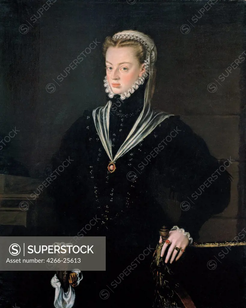 Portrait of Archduchess Joanna of Austria (1535-1573), Princess of Portugal by Coello, Alonso Sanchez (1531-1588) Museo de Bellas Artes de Bilbao ca 1557 Oil on canvas 116x93,5 Spain Mannerism Portrait Painting