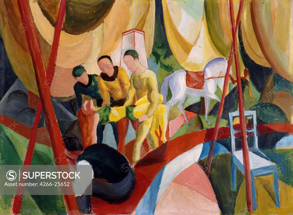 Circus by Macke, August (1887-1914) Thyssen-Bornemisza Collections 1913 Oil on cardboard 47x63,5 Germany Expressionism Genre Painting