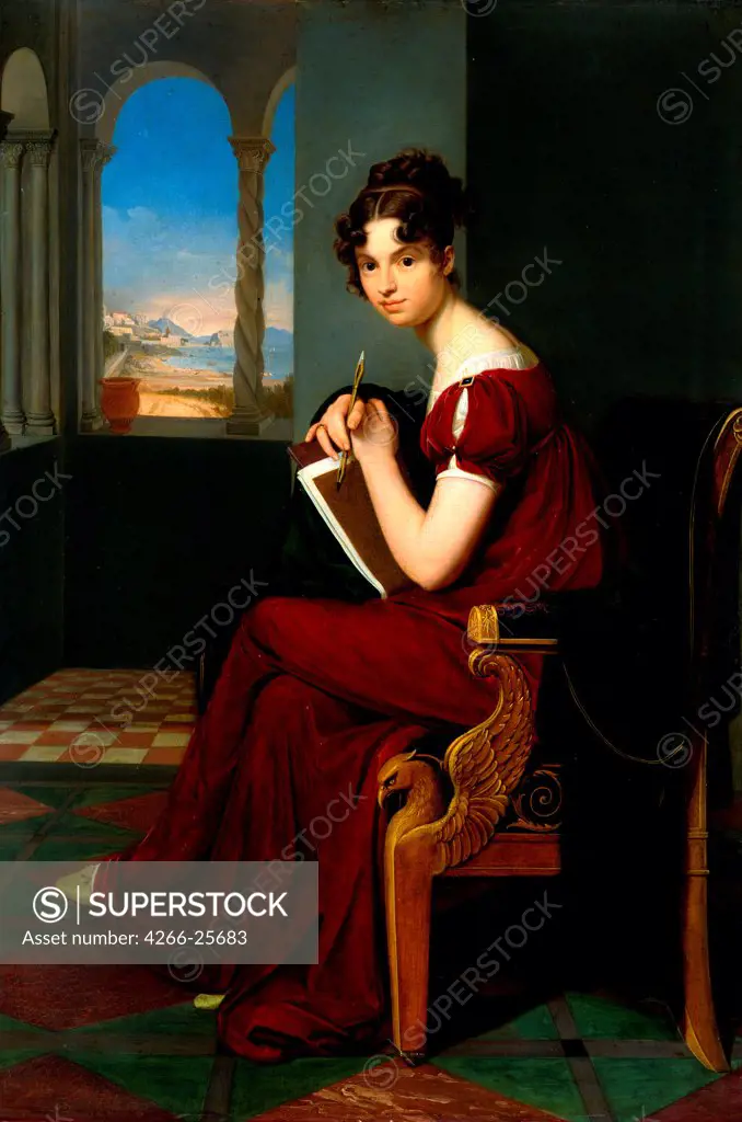 Young Lady with Drawing Utensils by Vogel von Vogelstein, Carl Christian (1788-1868) State Art Gallery, Dresden 1816 Oil on canvas 70x48,5 Germany Academic art Portrait,Genre Painting