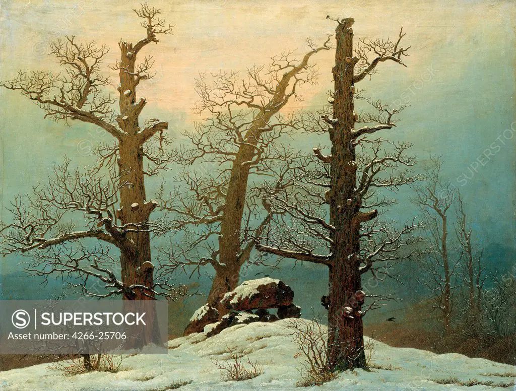 Cairn in Snow by Friedrich, Caspar David (1774-1840) State Art Gallery, Dresden 1807 Oil on canvas 61x80 Germany Romanticism Landscape Painting